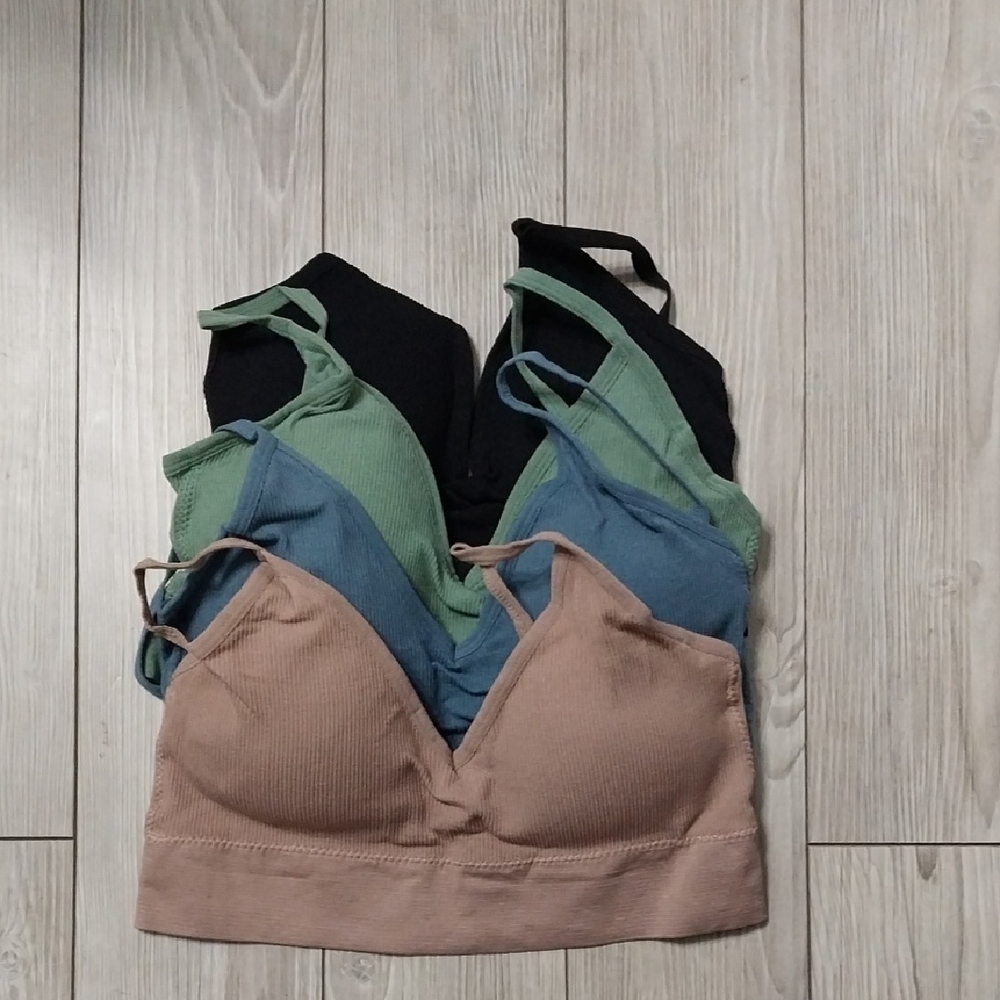 Set of Four Ribbed Bralettes